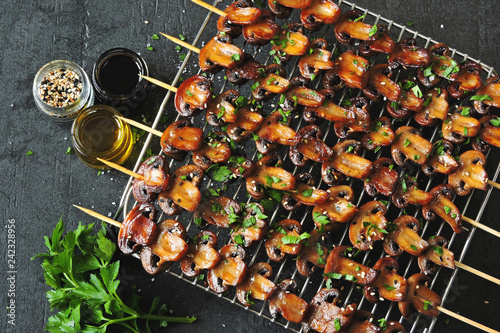Bild auf Leinwand Skewers with mushrooms