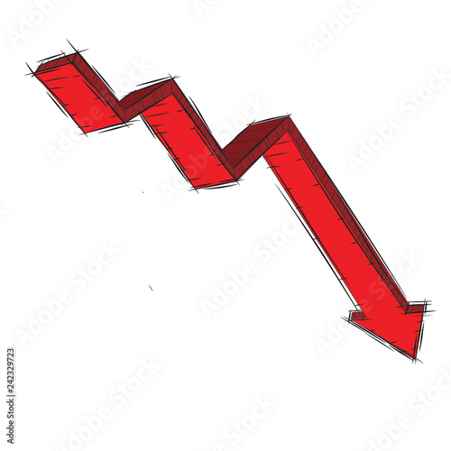 Vector illustration of 3D downtrend arrow. EPS10