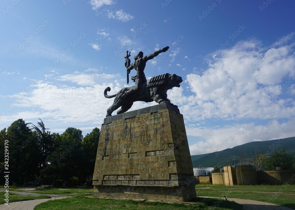 Gori Man Riding on Lion Soviet Style Statue