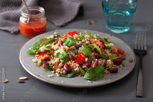 healthy bean and quinoa salad with spinach  chili