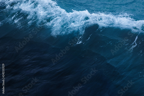 Splashing sea wave of Tropical storm Pabuk in Thailand.