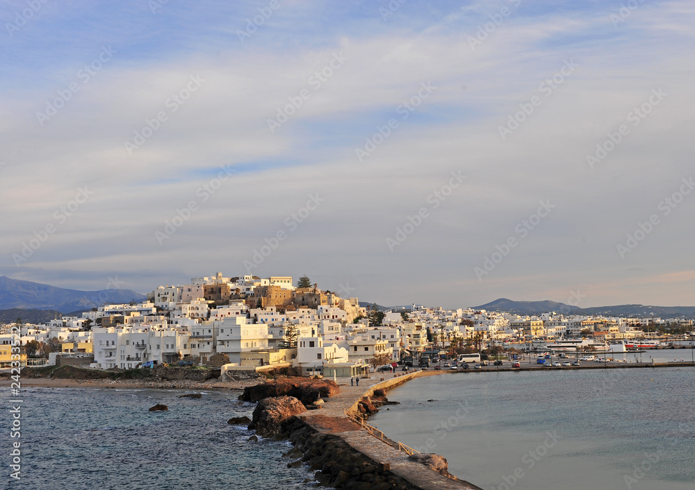 Panorama of Chora old town, Naxos island