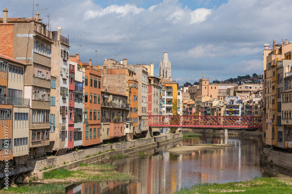 Colorful houses in Girona, Catalonia, Spain.