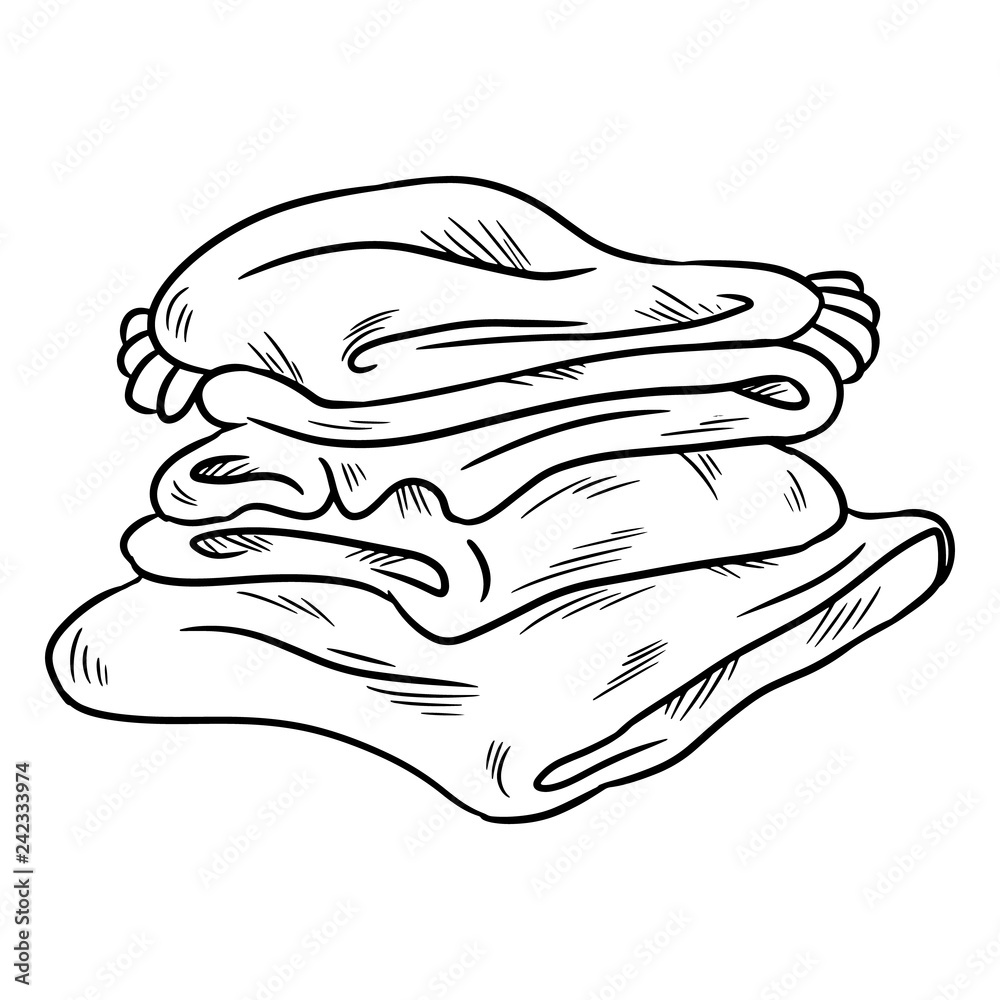 Neat cozy pile of plaids doodle. Folded clothes Neat cozy pile of plaids doodle. Folded clothes