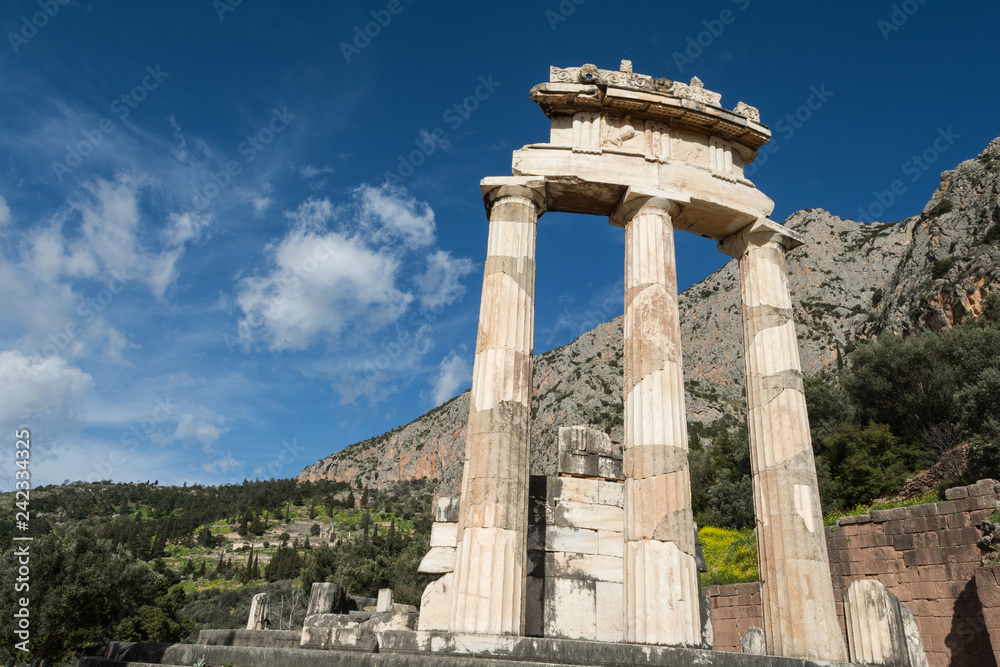 Circular temple of Sanctuary of Athena Pronaia at Delphi, Greece