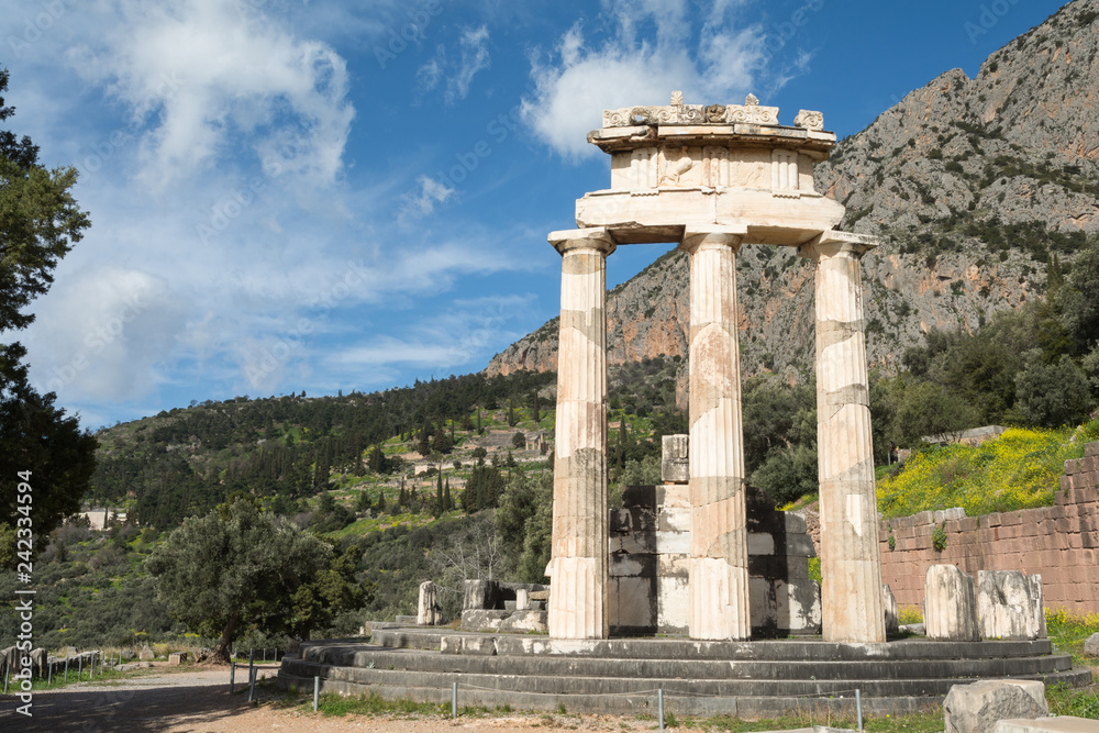Circular temple of Sanctuary of Athena Pronaia at Delphi, Greece