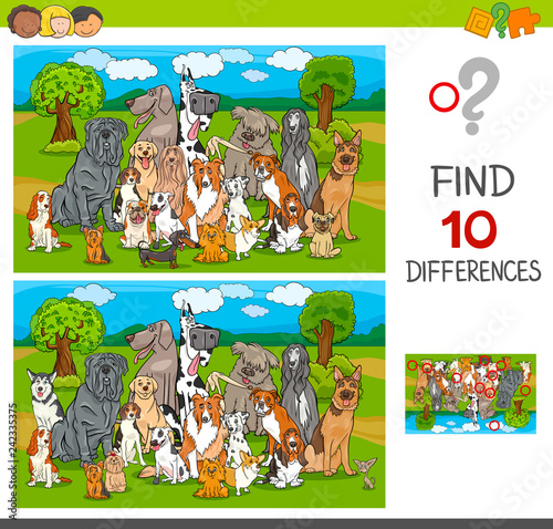 find differences game with purebred dogs