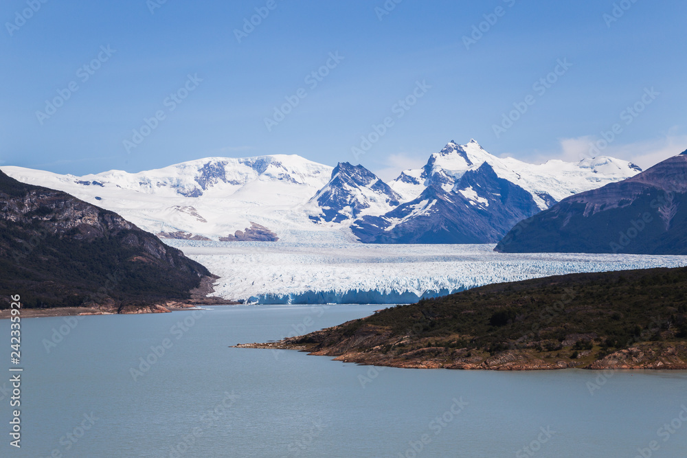 Beautiful white and blue glacier of Perito Moreno in Argentina