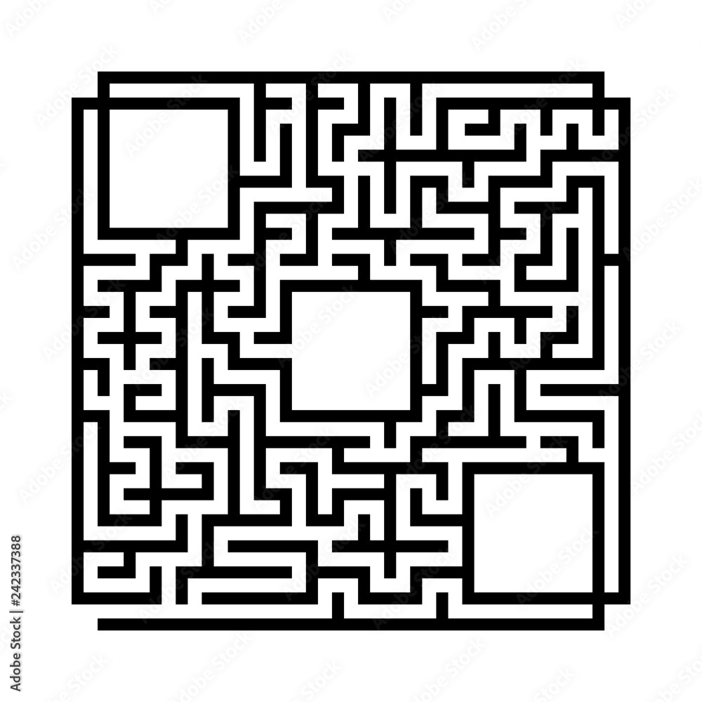 Abstract square maze. Game for kids. Puzzle for children.Labyrinth conundrum. Flat vector illustration isolated on white background. With place for your image. Abstract square maze. Game for kids. Puzzle for children.Labyrinth conundrum. Flat vector illustration isolated on white background. With place for your image.