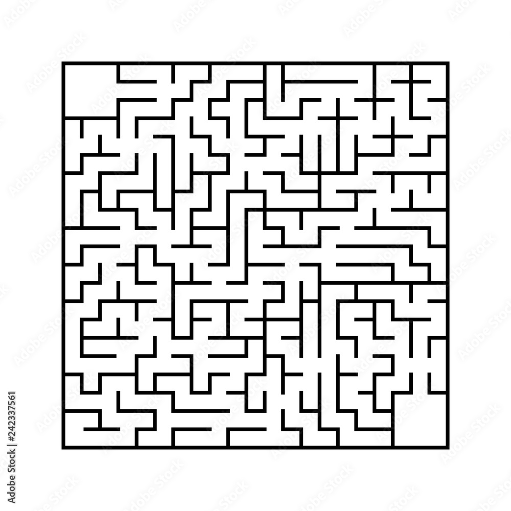 Abstract square maze. Game for kids. Puzzle for children. Labyrinth conundrum. Flat vector illustration isolated on white background.