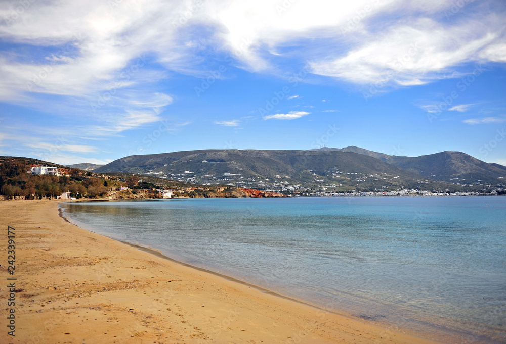View of beach on Paros island, Cyclades