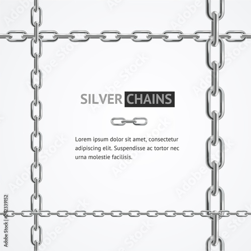 Realistic 3d Detailed Chain Frame Steel. Vector