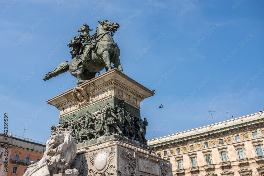 Sculpture of Vittorio Emanuele in Milan