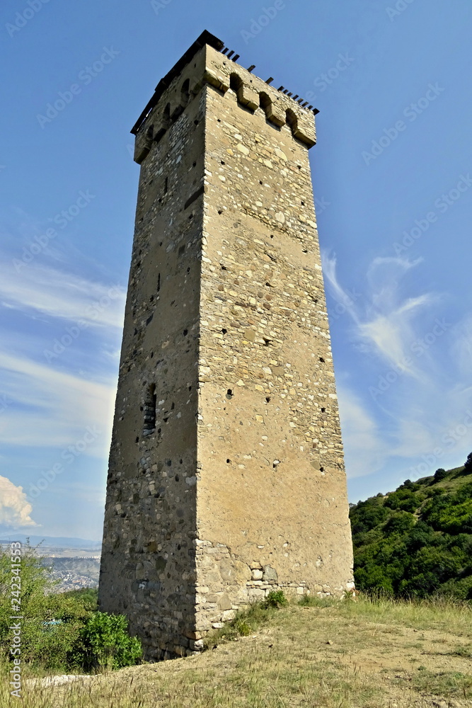 Medieval watch tower over the Tbilisi