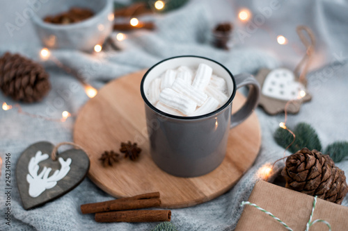 winter still life - coffee with marshmallows