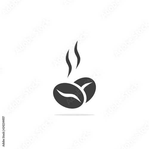 Monochrome vector illustration of a coffee bean icon.
