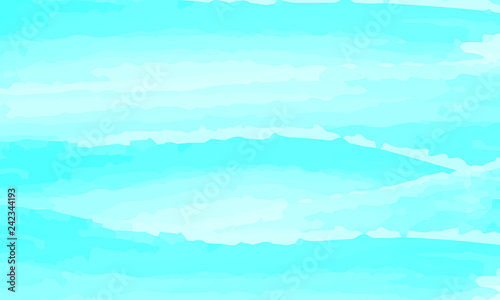 Blue watercolor abstract background. Clouds, sky, sea waves. Color pattern. Vector illustration.
