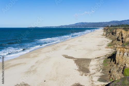 The Pacific Ocean coast and beach in Half Moon Bay  California