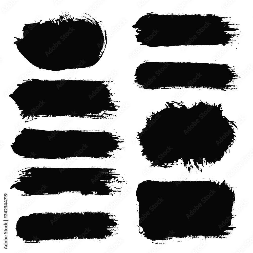 Brush strokes set vector painted isolated objects Brush strokes set vector painted isolated objects