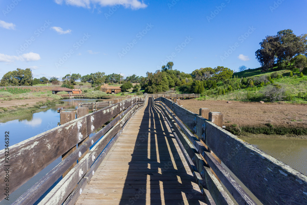 Bridge in Don Edwards wildlife refuge, Fremont, San Francisco bay area, California
