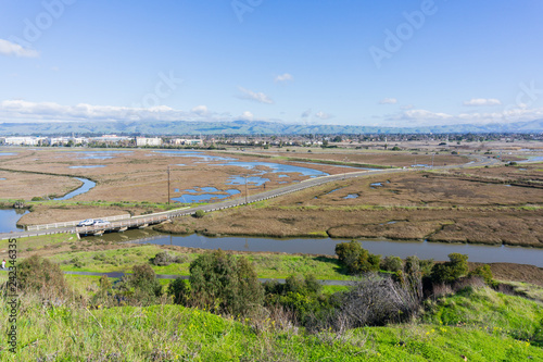 Wetlands in Don Edwards wildlife refuge  Fremont  San Francisco bay area  California