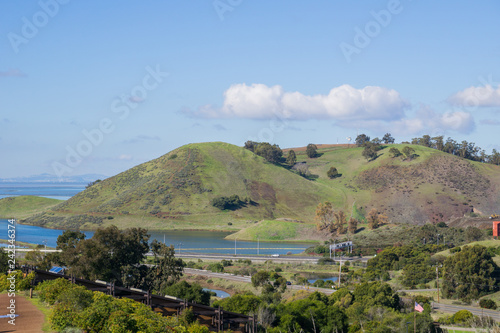 View towards Coyote Hills Regional Park, Don Edwards wildlife refuge, Fremont, San Francisco bay area, California photo