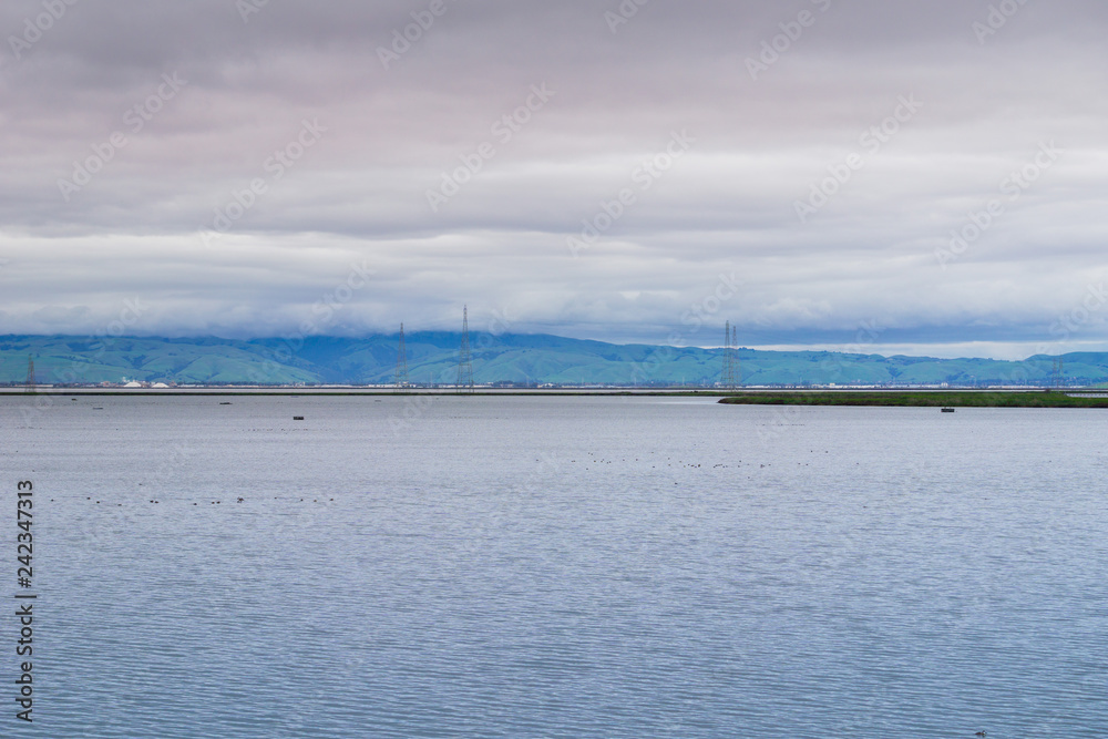 View towards east bay, Mountain View, south San Francisco bay area, California