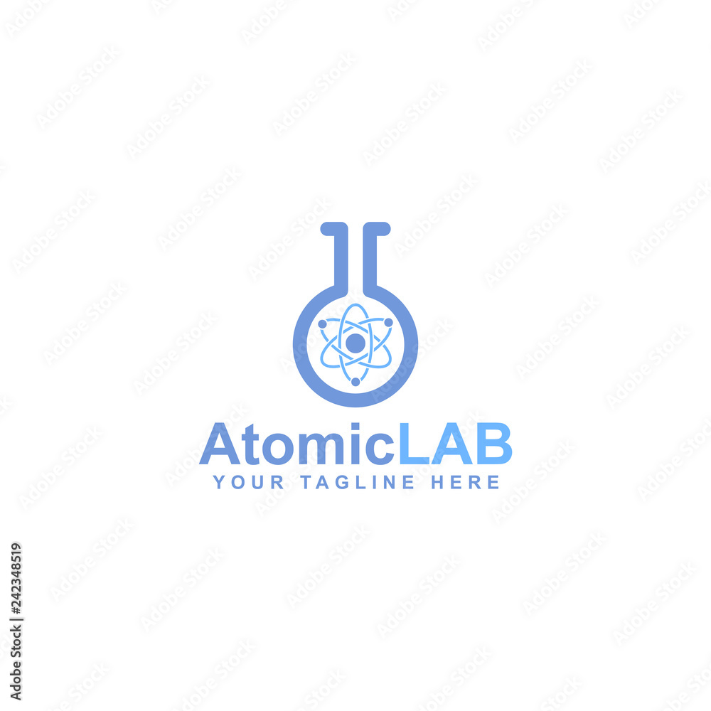 atomic logo design, electron particles