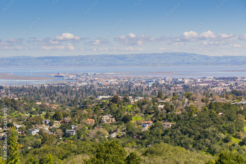 Aerial view of Redwood City, Silicon Valley, San Francisco bay, California