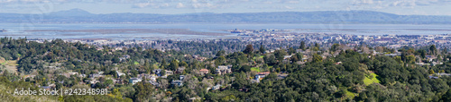 Panoramic view of Redwood City and San Carlos, Silicon Valley, San Francisco bay, California