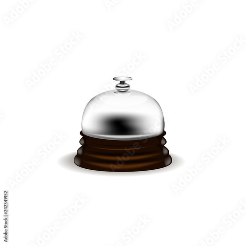 Vector chrome Reception bell on white background.