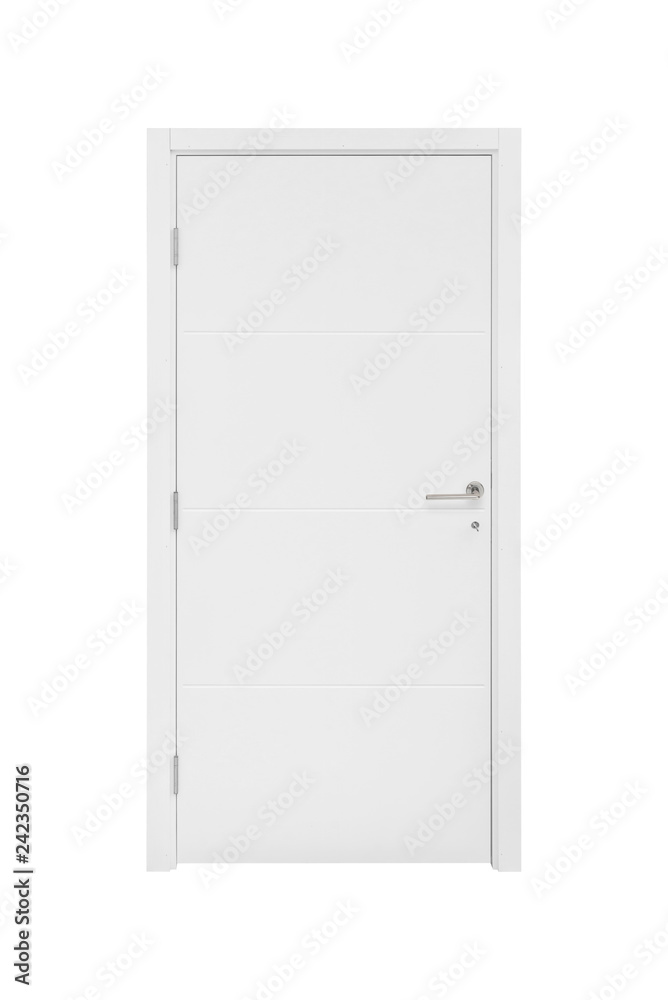 Isolated modern white door. Close-up inner side; Isolated modern white door. Close-up inner side;