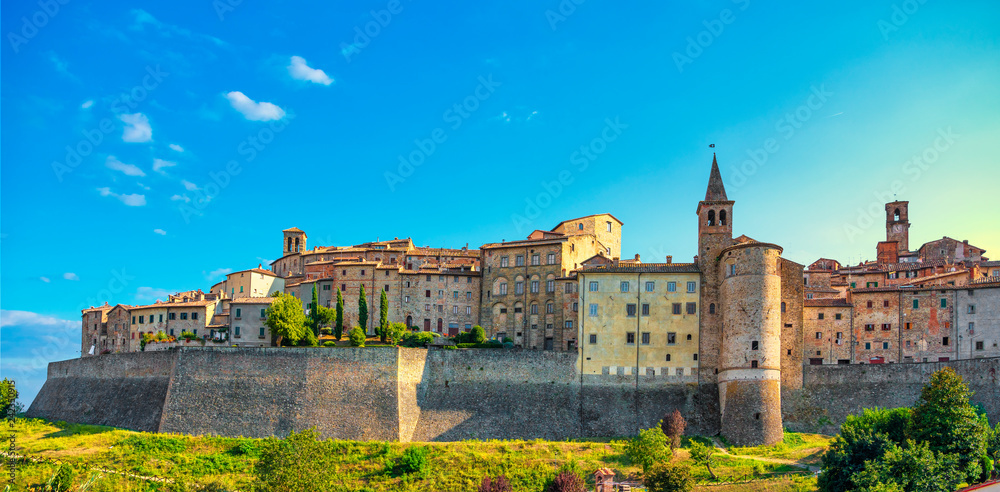 Anghiari medieval village city walls. Arezzo, Tuscany Italy