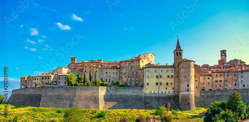 Anghiari medieval village city walls. Arezzo, Tuscany Italy photo