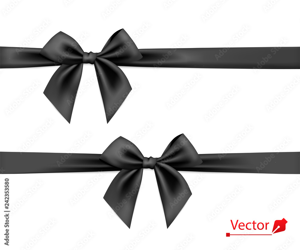 Black bow with ribbon. Vector. Black bow with ribbon. Vector.