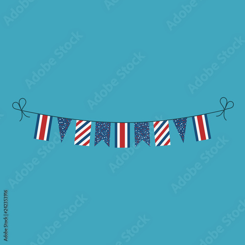 Decorations bunting flags for Costa Rica national day holiday in flat design. Independence day or National day holiday concept.