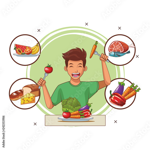 balanced diet young man