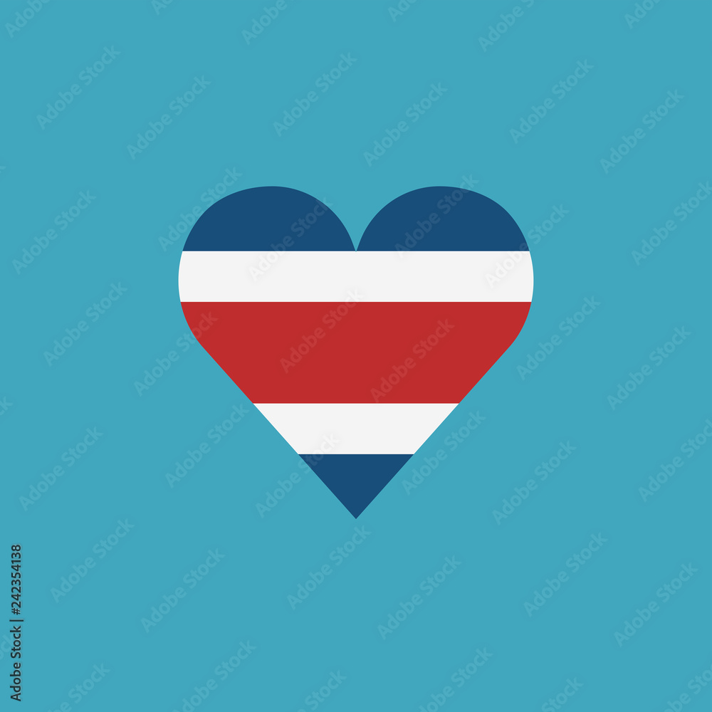 Costa Rica flag icon in a heart shape in flat design. Independence day or National day holiday concept. Costa Rica flag icon in a heart shape in flat design. Independence day or National day holiday concept.
