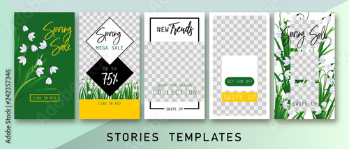 Instagram stories templates. Spring insta sale. Clean & Modern. Instagram spring sale