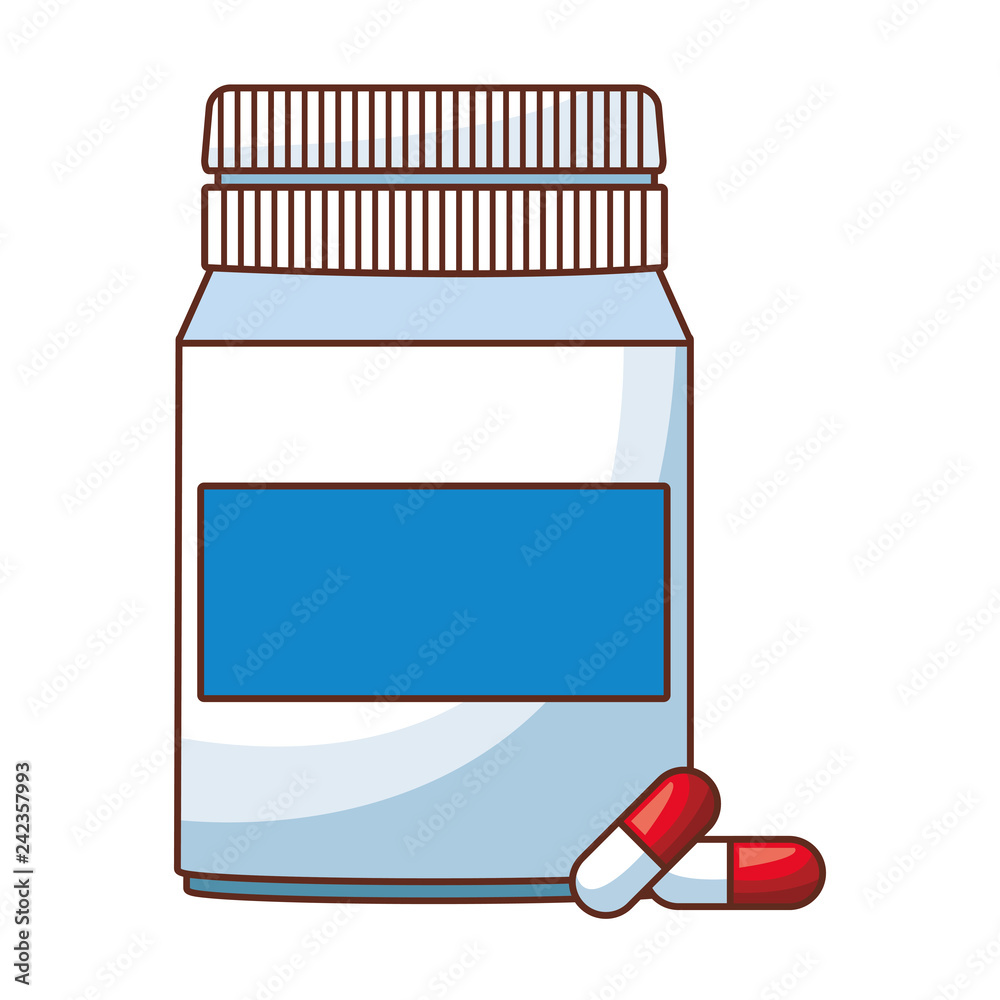 medicine bottle of pills cartoon Stock Vector | Adobe Stock