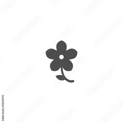 Black flat icon of forget-me-not flower. Isolated on white. Vector illustration. Eco style.