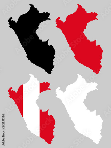 Peru map with national flag decoration