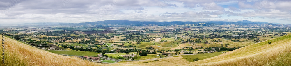 Panoramic view of South Valley as seen from Coyote Lake Harvey Bear Ranch County Park, south San Francisco bay, California Panoramic view of South Valley as seen from Coyote Lake Harvey Bear Ranch County Park, south San Francisco bay, California