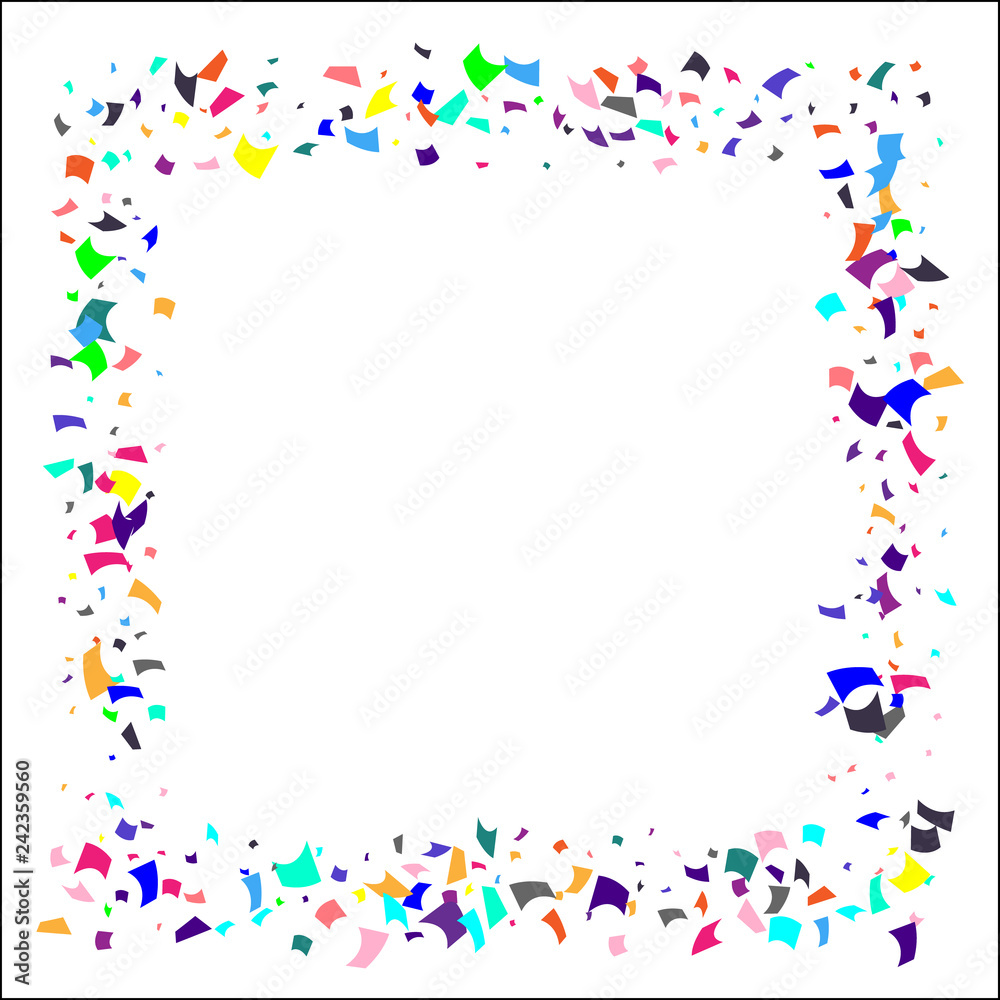 Colorful confetti on white background. 