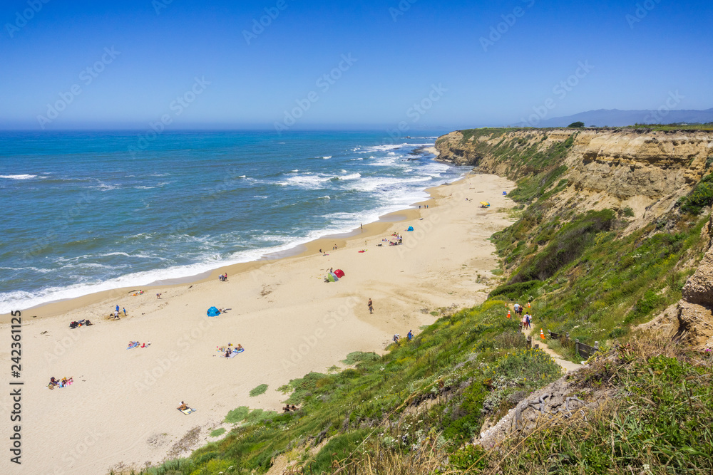 Popular beach on the Pacific Ocean coast near Half Moon Bay, San Francisco bay area, California