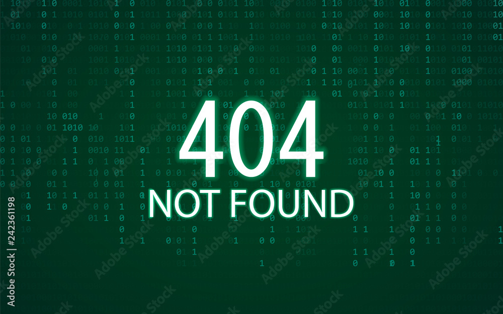 Fototapeta premium 404 Not Found Problem Disconnect Concept on a binnar code backgraund. Vector illustration