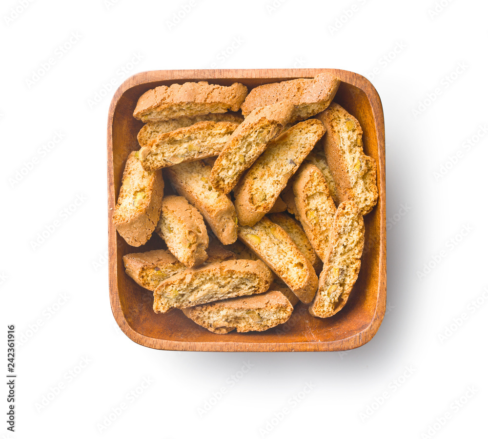 Sweet cantuccini biscuits.