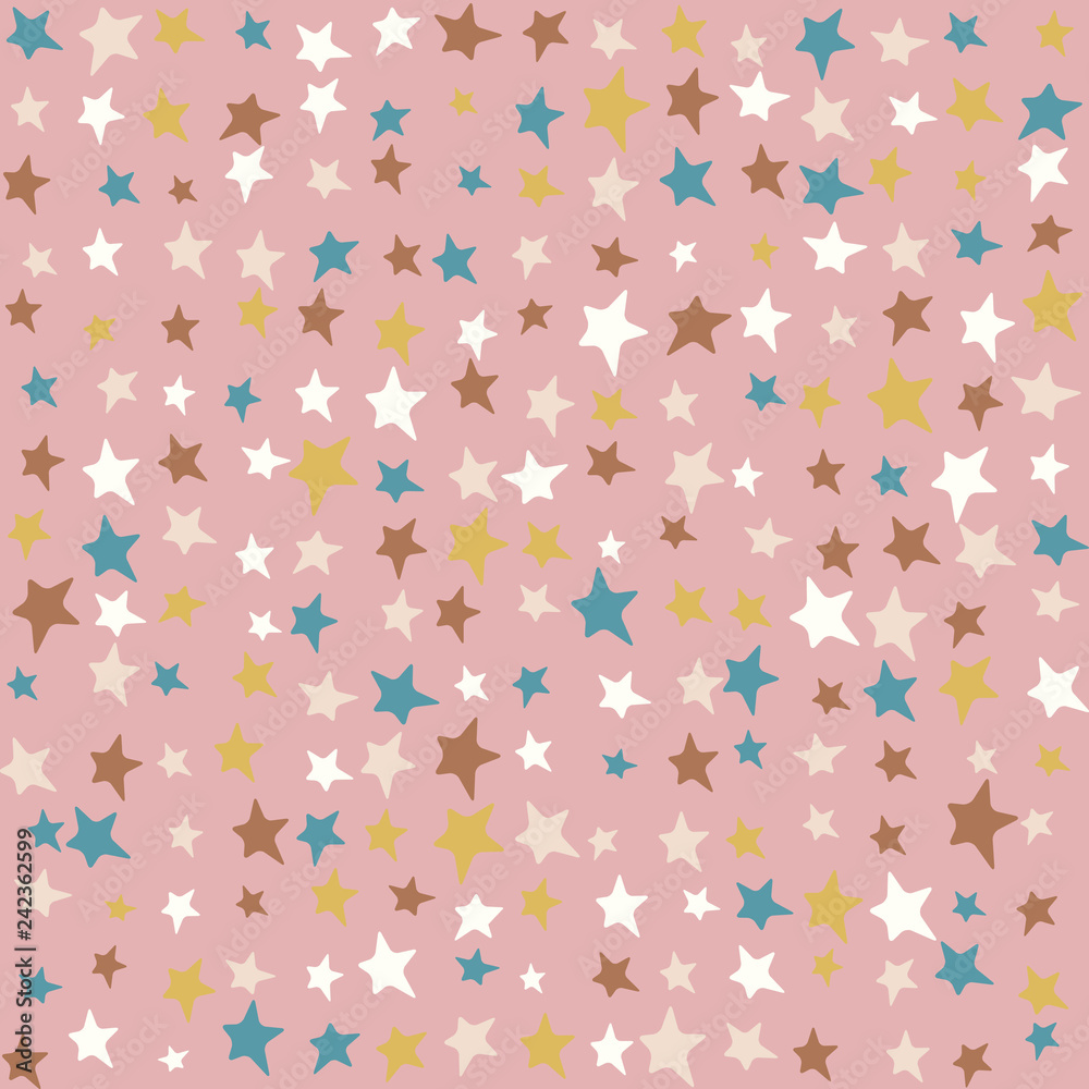 Multicolor stars kids pattern, random pastel colors - Cute kids background.  Seamless vector pattern. Colorful childrens wallpapers background or kids  fabric design. Stock Vector | Adobe Stock