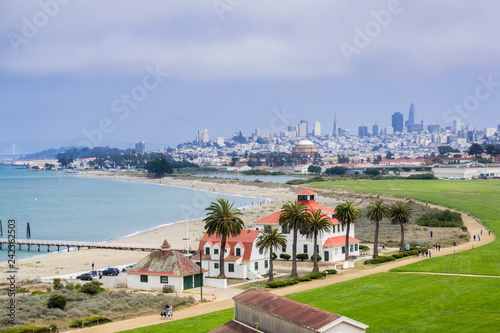View towards Crissy Field; financial district in the background, San Francisco, California photo