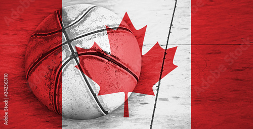 Flag of Canada, background basketball ball